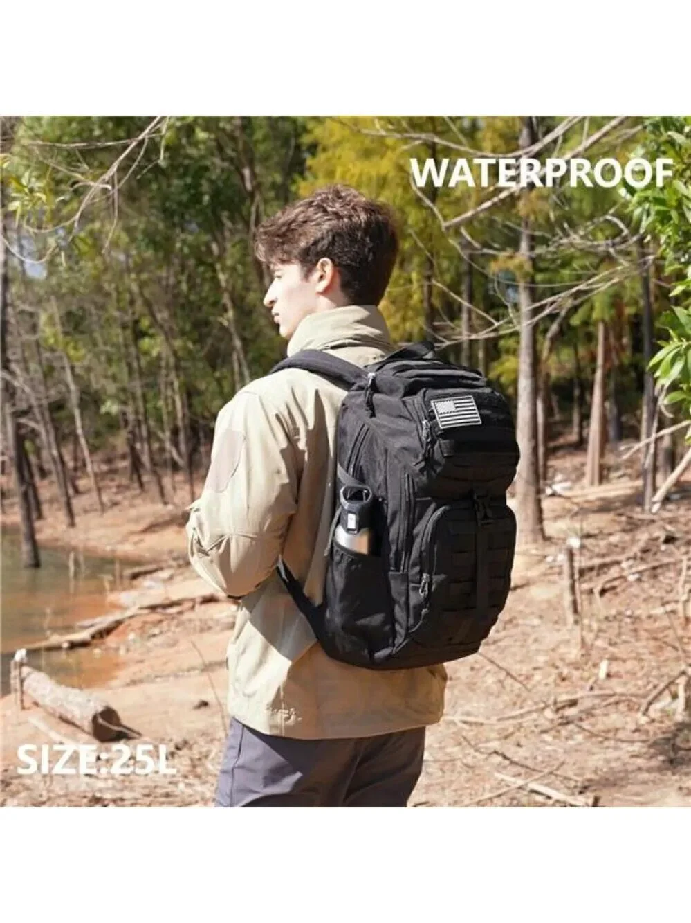Tactical Backpack Molle Military Waterproof Hiking Camping Gear Black